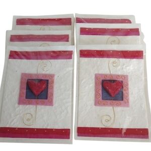 Valentine Heart Mulberry Paper Saa Thai Art Greeting Cards, set of 6